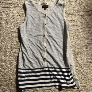 Girls 7 for all mankind striped tank Size medium Dark Blue And Gray W/ Buttons